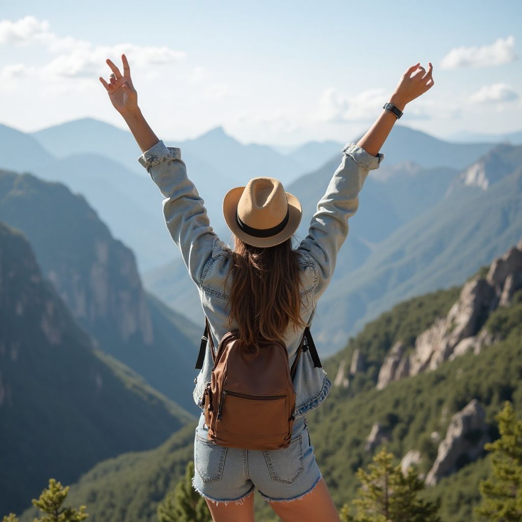 Solo traveler at scenic viewpoint